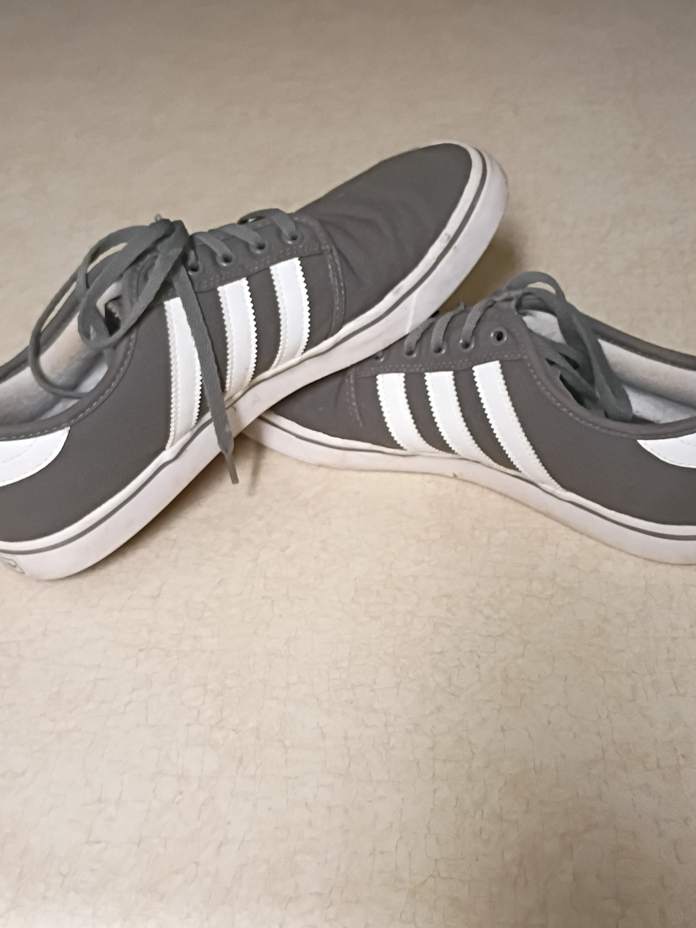 adidas Gray Low-Top Sneakers with White Stripes